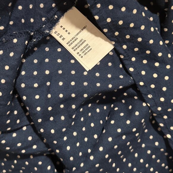 American Eagle Navy Polka Dot Button Front Romper Medium Viscose Short Sleeve - Picture 9 of 10